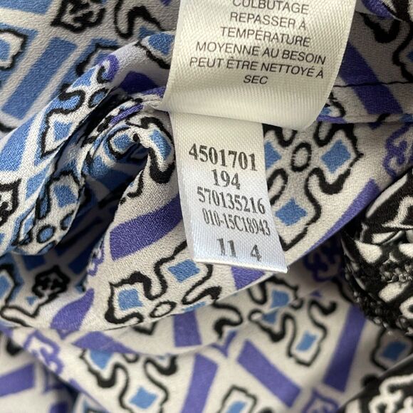 Chico's Top Womens 3 Blue Purple Geo Brit Geometric Relaxed Fit Flutter Sleeve - Picture 14 of 16